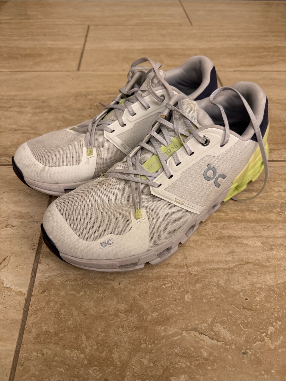 On Running White & Lime Green Men's Sneakers